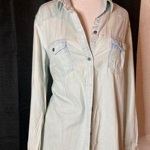 Denim Light Wash Long Button Down